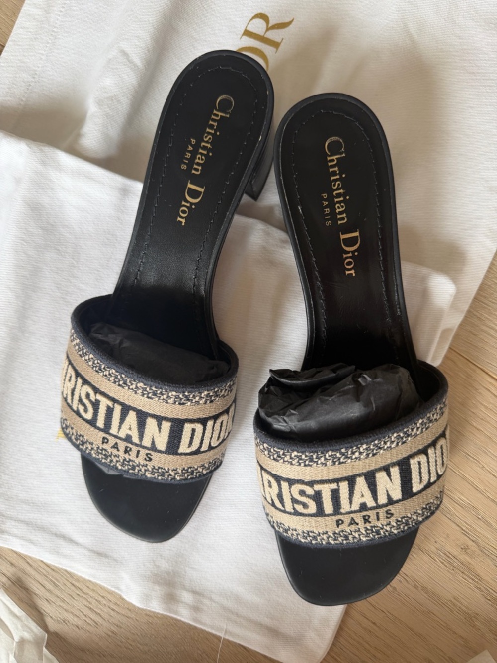 Christian Dior Deep Blue Dway Mules heeled 37.5 EU 100 % Authentic - Picture 6 of 16